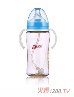 母爱PPSU宽口自动奶瓶300ml安全耐摔蓝