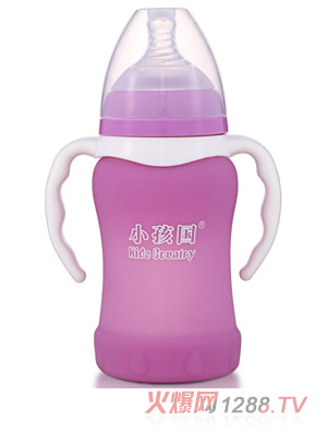 小孩國寬口感溫自動(dòng)玻璃奶瓶220ML 紫色