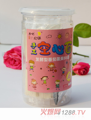 捌月拾伍番茄蛋黄空心面罐装正面184g