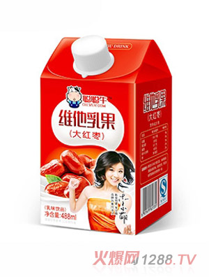 聪聪牛维他乳果大红枣牛奶屋顶盒
