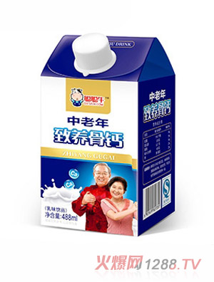 聪聪牛中老年骨钙牛奶盒装488ml