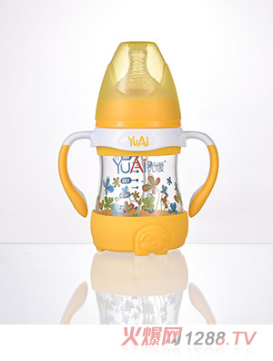 優(yōu)噯5安寬口弧線(xiàn)型晶鉆玻璃手柄自動(dòng)奶瓶(160ml)