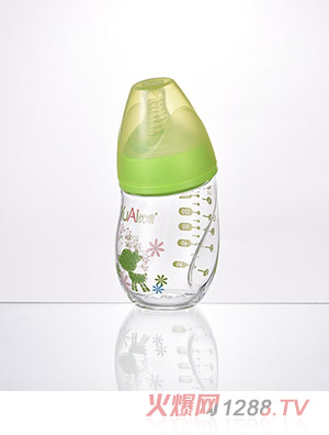 優(yōu)噯6安寬口企鵝型晶鉆玻璃奶瓶(180ML)