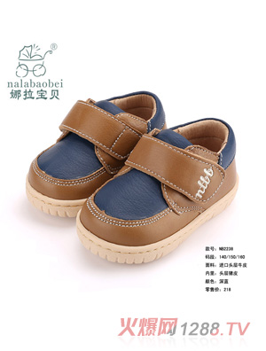 娜拉寶貝 進口頭層牛皮鞋子深藍