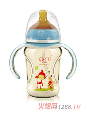 爱贝尔宽口贵族彩印纳米银奶瓶180ml