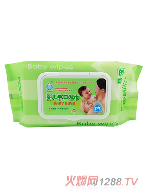 永润盒装婴儿手口湿巾（绿）80片
