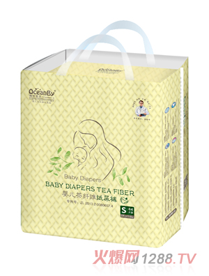 海洋寶貝嬰兒茶纖維紙尿褲S碼84片-大包