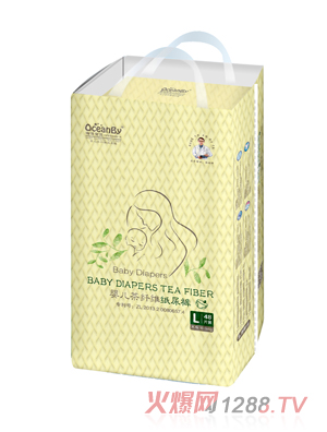 海洋寶貝嬰兒茶纖維紙尿褲L碼48片-中包