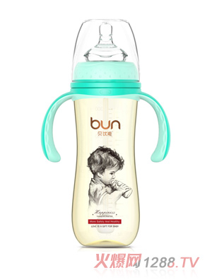 贝优能纤巧型带柄自动宽口PPSU奶瓶300ml