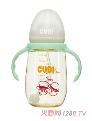 CUBI卡通系列PPSU清新绿奶瓶300ML