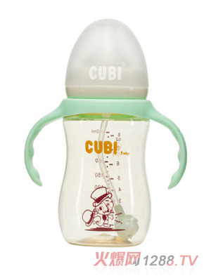 CUBI时尚系列PPSU清新绿奶瓶240ML