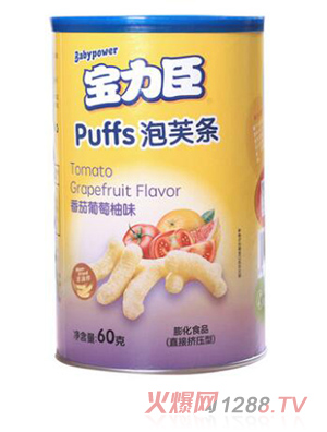 寶力臣電商裝泡芙條番茄葡萄柚味60g