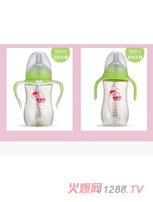 BENLE贝恩乐宽口径带纯色手柄PPSU奶瓶240ML绿色