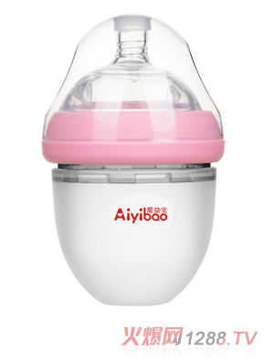 愛(ài)益寶超寬口硅膠奶瓶150ml
