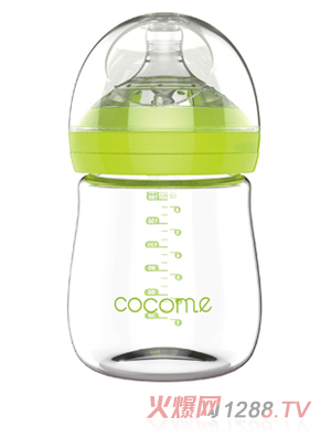 可可萌新生儿晶钻玻璃奶瓶 绿色