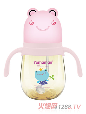 优秀妈咪青蛙造型盖子PPSU奶瓶粉色