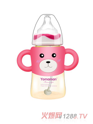 優(yōu)秀媽咪可愛(ài)小熊硅膠手柄PPSU奶瓶220ml