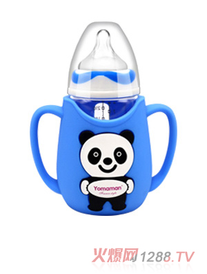 优秀妈咪熊猫玻璃奶瓶240ml