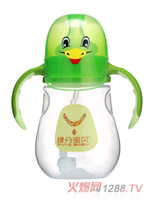 缘分宝贝卡通系列PP奶瓶3011-绿色