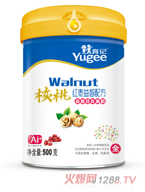 育记贡米营养米粉-核桃红枣益智配方桶装