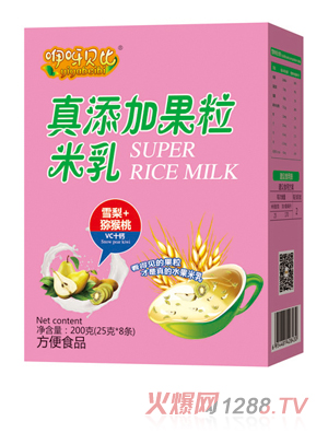 咿呀贝比真添加果粒米乳 雪梨+猕猴桃 盒装