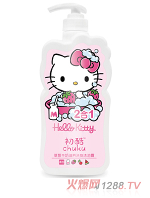 Hello Kitty初酷草莓牛奶滋养洗发沐浴露 400ml