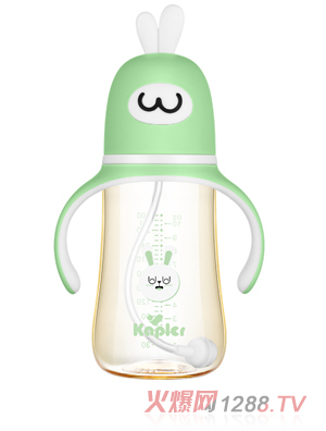 康喂儿趣萌兔PPSU 宽口奶瓶300ML 绿色