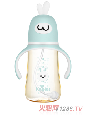 康喂儿趣萌兔PPSU 宽口奶瓶300ML 蓝色