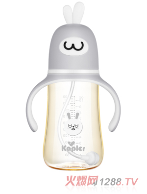 康喂儿趣萌兔PPSU 宽口奶瓶300ML 灰色