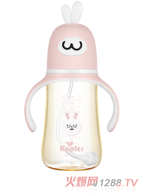 康喂儿趣萌兔PPSU 宽口奶瓶300ML 红色