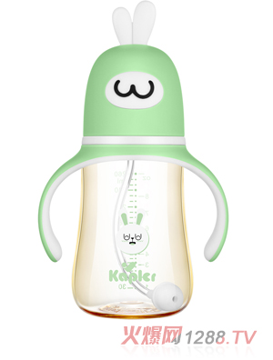 康喂儿趣萌兔PPSU 宽口奶瓶260ML 绿色