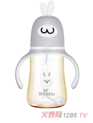 康喂儿趣萌兔PPSU 宽口奶瓶260ML 灰色