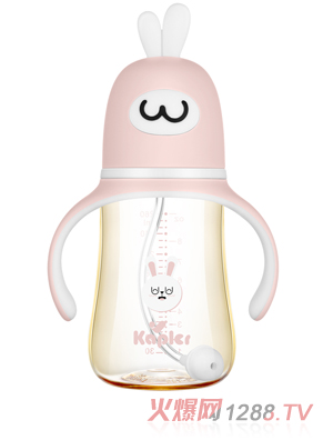 康喂儿趣萌兔PPSU 宽口奶瓶260ML 红色