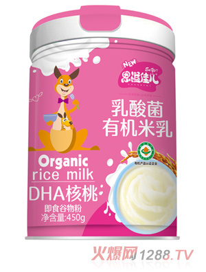 恩溢佳儿乳酸菌有机米乳 DHA核桃 听装