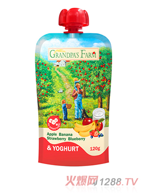 爷爷的农场风味发酵乳苹果香蕉草莓蓝莓泥