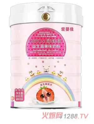 愛(ài)嬰佳OPO+鈣鐵鋅益生菌果味奶粉 草莓味