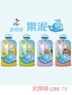 愛(ài)媽海果泥105克袋裝 黃桃雪梨蘋(píng)果香蕉菠蘿草莓吸吸袋果泥