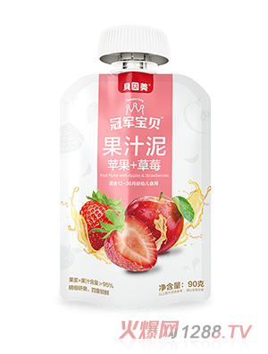 貝因美冠軍寶貝果汁泥蘋(píng)果+草莓90克