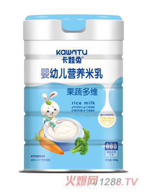 卡娃兔果蔬多维核桃莲子铁锌钙益生元多种口味婴幼儿营养米乳罐装