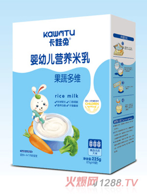 卡娃兔果蔬多维核桃莲子铁锌钙益生元多种口味婴幼儿营养米乳盒装225g