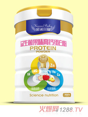 金諾貝嬰益生菌果味高鈣益生元護暢中老年無(wú)蔗糖高鈣蛋白粉1000g