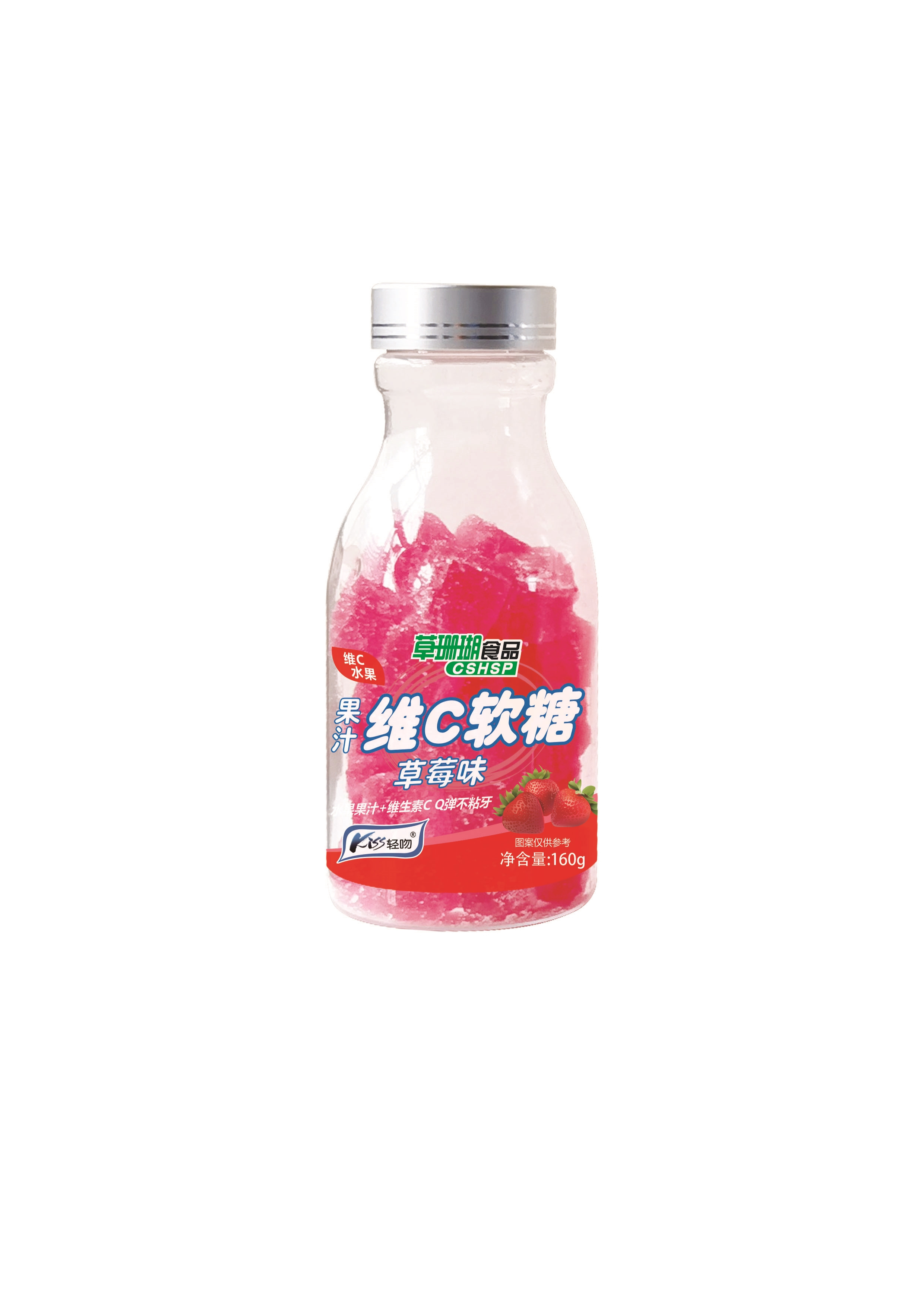 草莓味果汁维C软糖 160g瓶装 批发