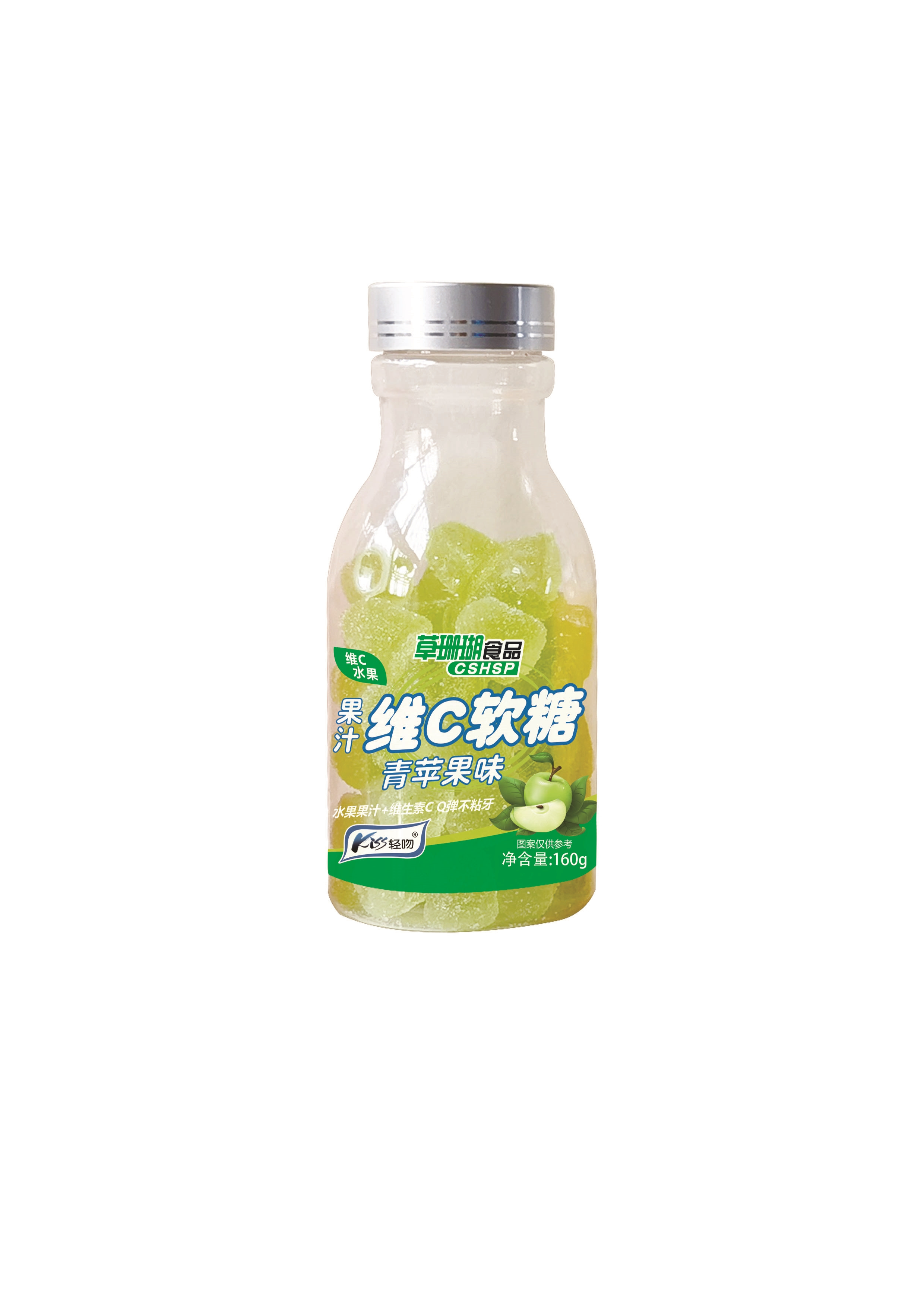 青苹果味果汁维C软糖 160g瓶装 批发