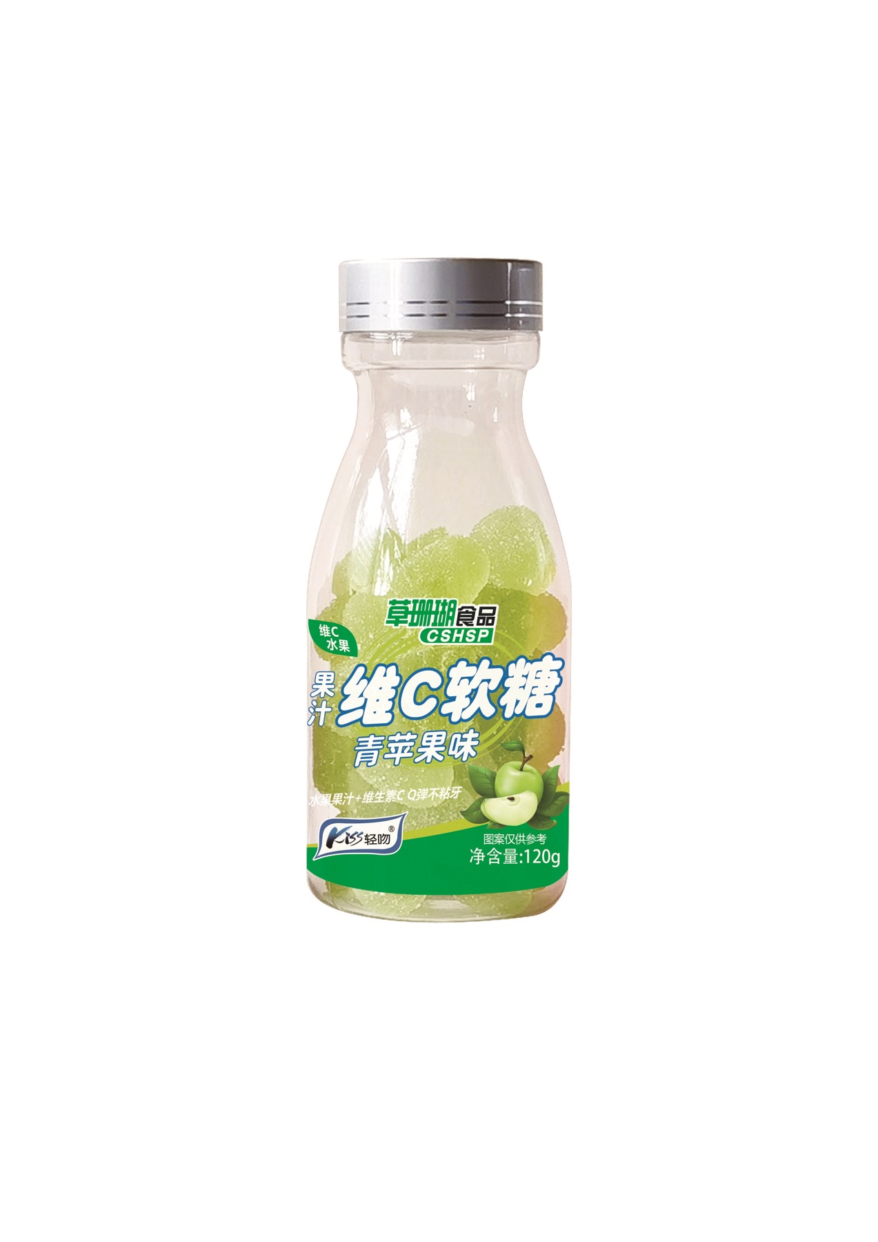 青苹果味果汁维C软糖 120g瓶装 批发