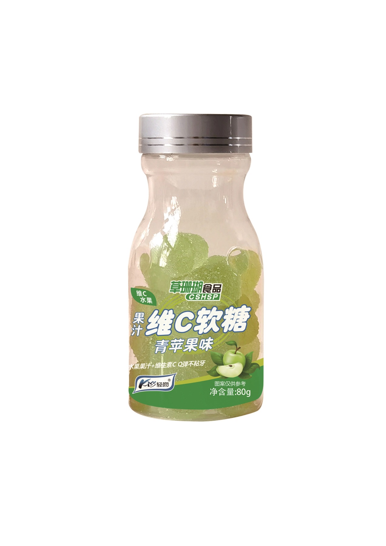 青苹果味果汁维C软糖 80g瓶装 供货