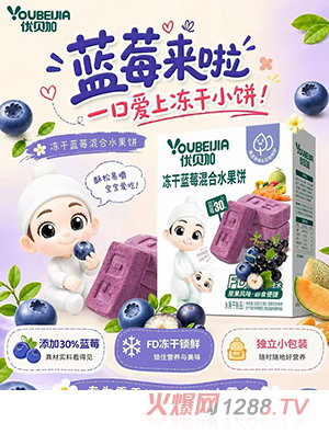 优贝加冻干蓝莓混合水果饼