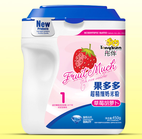  彤伴草莓胡蘿卜果多多超精細(xì)奶米粉桶裝