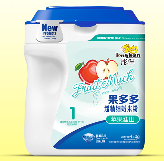  彤伴蘋果淮山果多多超精細(xì)奶米粉桶裝