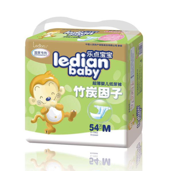      樂點寶寶竹炭因子超薄嬰兒紙尿褲