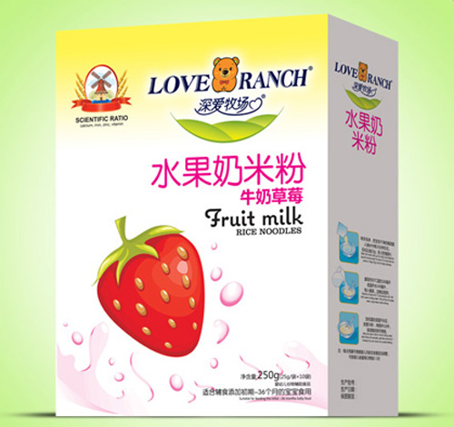   深愛牧場牛奶草莓水果奶米粉盒裝
